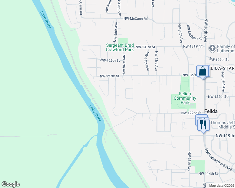 map of restaurants, bars, coffee shops, grocery stores, and more near 12413 Northwest 48th Court in Vancouver