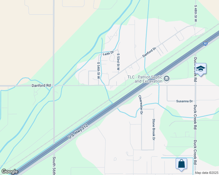map of restaurants, bars, coffee shops, grocery stores, and more near 5322 Danford Drive in Billings