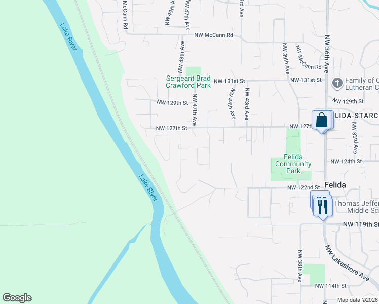 map of restaurants, bars, coffee shops, grocery stores, and more near 12505 Northwest 48th Court in Vancouver