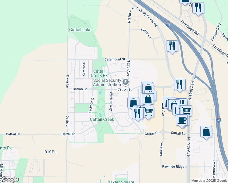 map of restaurants, bars, coffee shops, grocery stores, and more near 2777 Hamilton Court in Bozeman