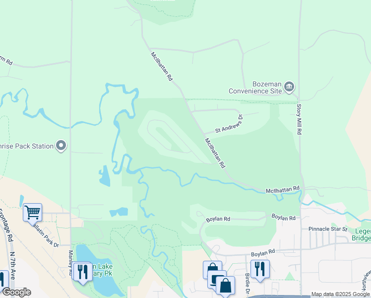 map of restaurants, bars, coffee shops, grocery stores, and more near 3225 Augusta Drive in Bozeman