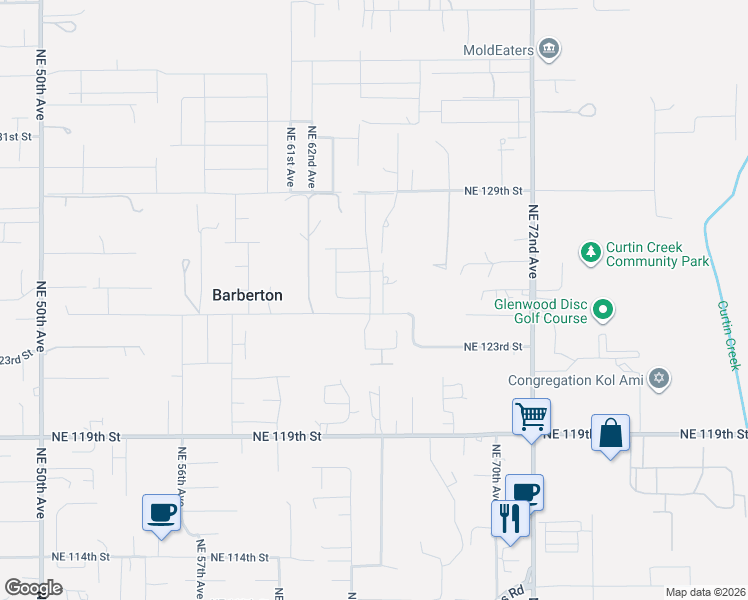 map of restaurants, bars, coffee shops, grocery stores, and more near 6502 Northeast 124th Street in Vancouver