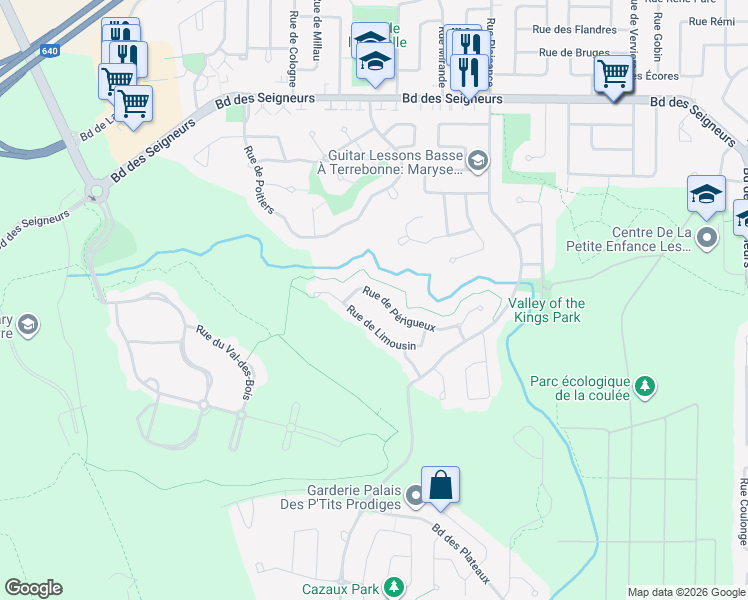 map of restaurants, bars, coffee shops, grocery stores, and more near 1053 Rue de Périgueux in Terrebonne