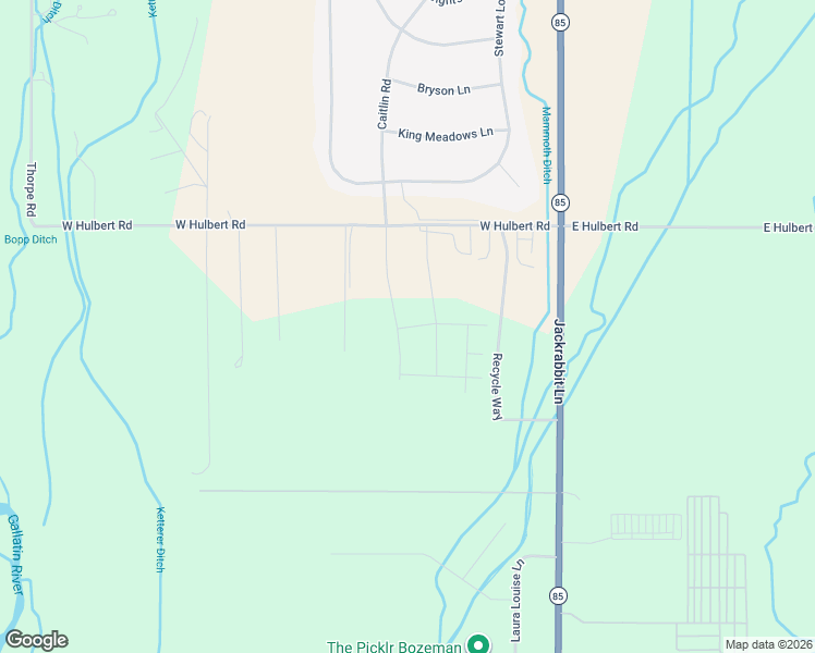 map of restaurants, bars, coffee shops, grocery stores, and more near 370 East Hulbert Road in Bozeman