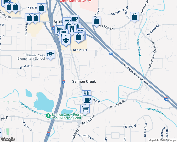 map of restaurants, bars, coffee shops, grocery stores, and more near 12506 Northeast 24th Avenue in Vancouver