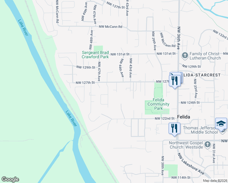 map of restaurants, bars, coffee shops, grocery stores, and more near 12514 Northwest 45th Court in Vancouver