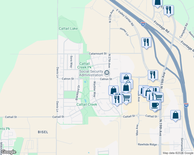 map of restaurants, bars, coffee shops, grocery stores, and more near 2831 Catron Street in Bozeman