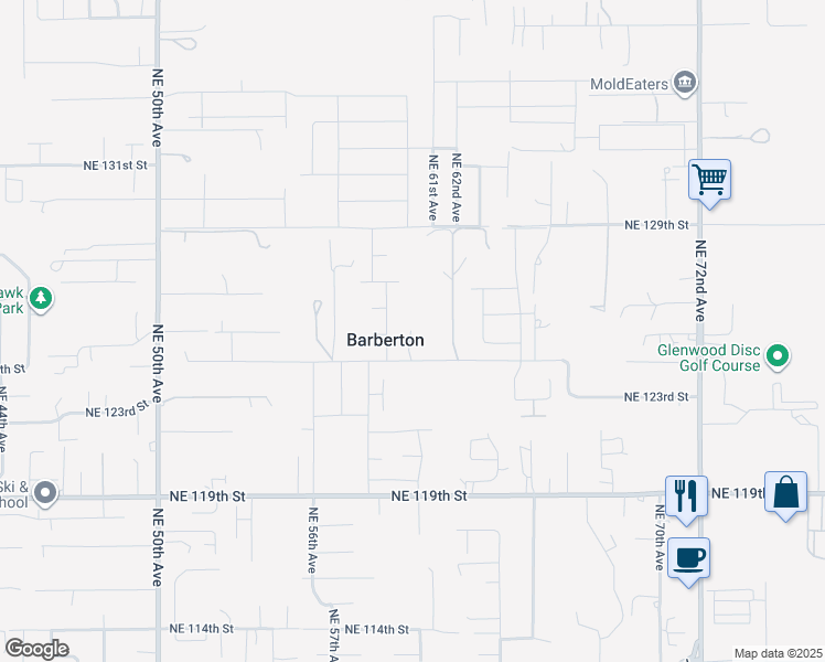 map of restaurants, bars, coffee shops, grocery stores, and more near 13623 Northeast 61st Avenue in Vancouver