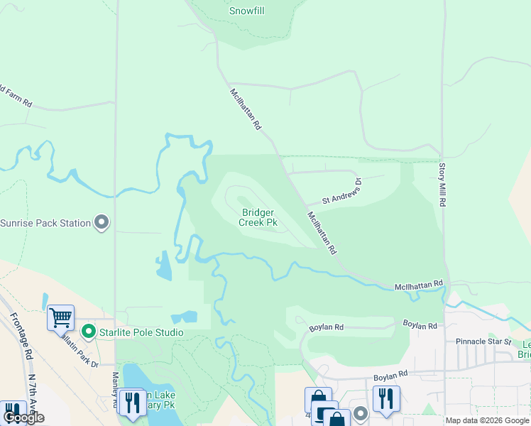 map of restaurants, bars, coffee shops, grocery stores, and more near 3115 Augusta Dr in Bozeman