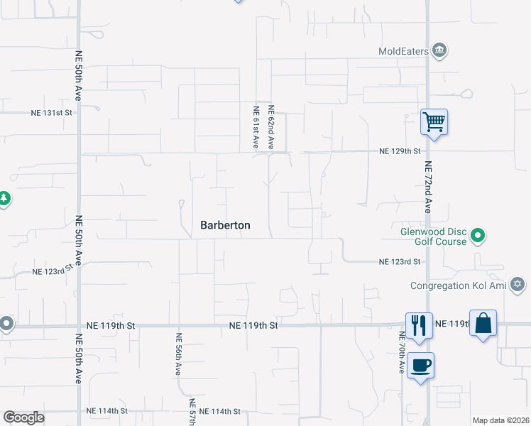 map of restaurants, bars, coffee shops, grocery stores, and more near 6300 Northeast 124th Street in Vancouver