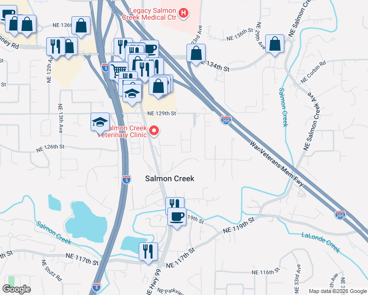 map of restaurants, bars, coffee shops, grocery stores, and more near 12509 Northeast 23rd Avenue in Vancouver