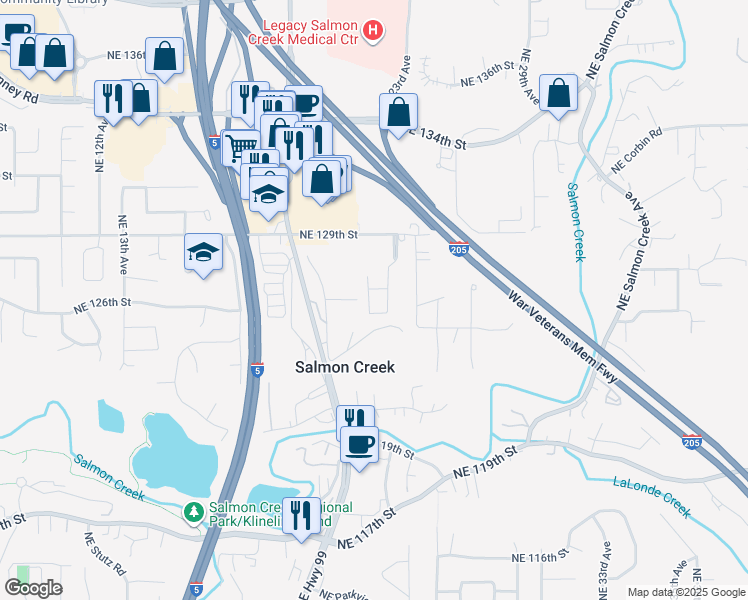 map of restaurants, bars, coffee shops, grocery stores, and more near 12506 Northeast 24th Avenue in Vancouver
