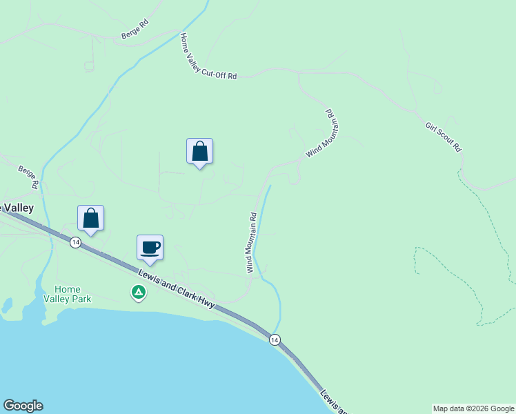 map of restaurants, bars, coffee shops, grocery stores, and more near 372 Wind Mountain Road in Stevenson