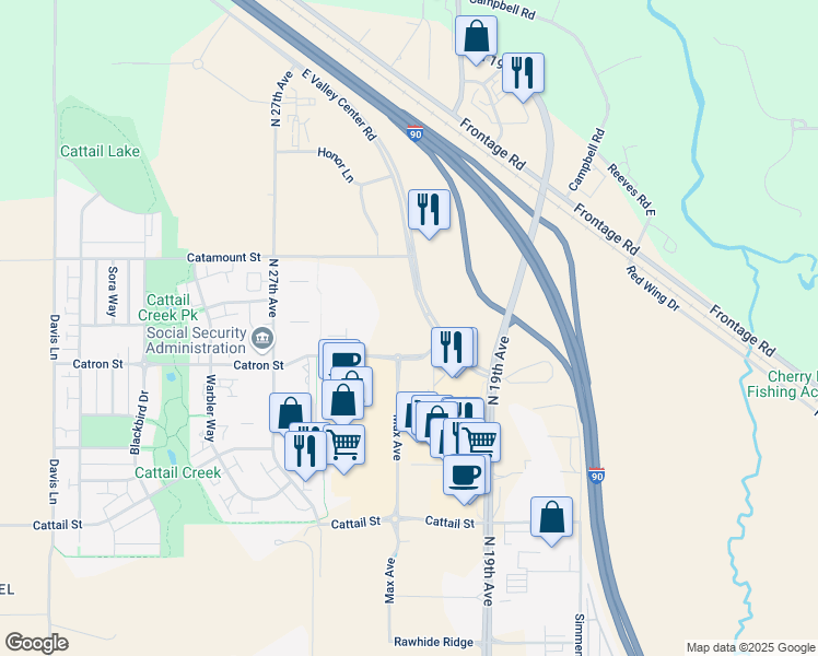map of restaurants, bars, coffee shops, grocery stores, and more near 2305 Catron Street in Bozeman