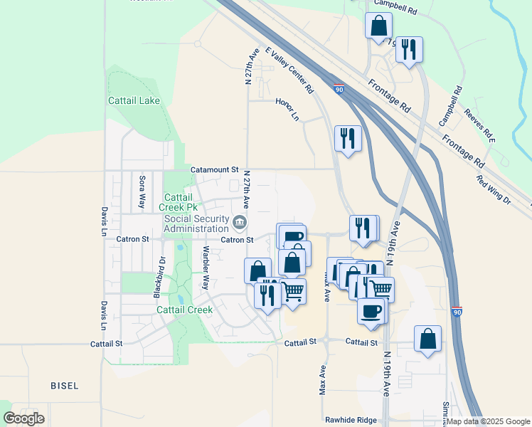 map of restaurants, bars, coffee shops, grocery stores, and more near 3234 North 27th Avenue in Bozeman