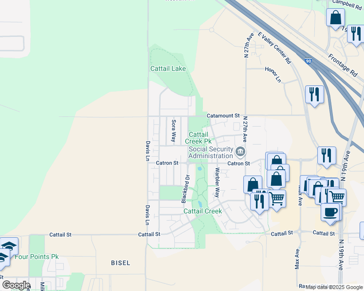 map of restaurants, bars, coffee shops, grocery stores, and more near 3044 Sundew Lane in Bozeman