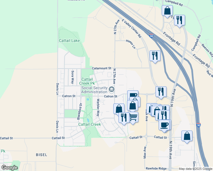 map of restaurants, bars, coffee shops, grocery stores, and more near 3237 North 27th Avenue in Bozeman