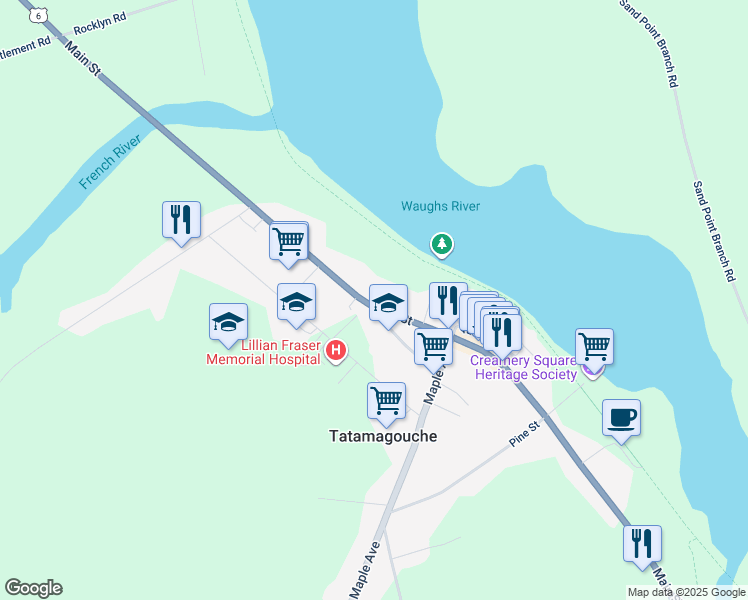 map of restaurants, bars, coffee shops, grocery stores, and more near 179 Main Street in Tatamagouche