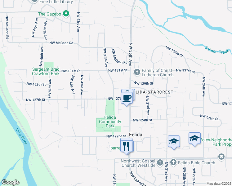 map of restaurants, bars, coffee shops, grocery stores, and more near 12810 Northwest 39th Avenue in Vancouver