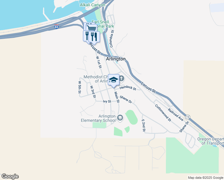 map of restaurants, bars, coffee shops, grocery stores, and more near 1050 Main Street in Arlington