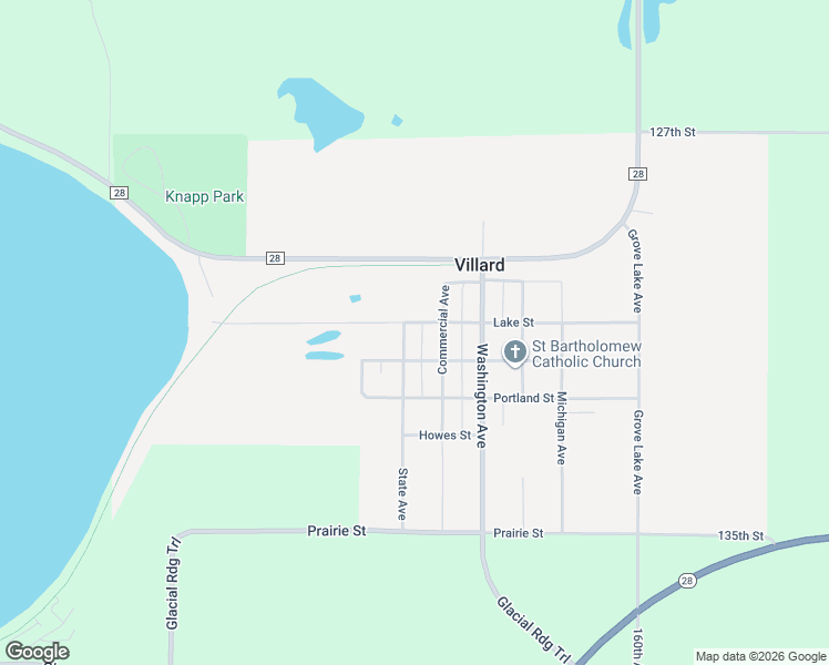 map of restaurants, bars, coffee shops, grocery stores, and more near 541 Commercial Street in Villard