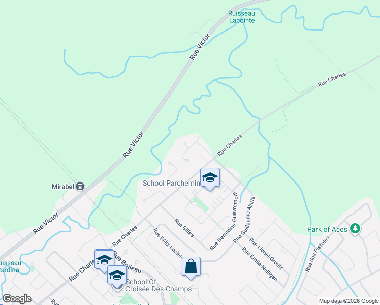 map of restaurants, bars, coffee shops, grocery stores, and more near 18940 Rue Wilfrid Gascon in Mirabel