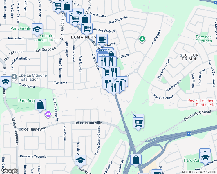 map of restaurants, bars, coffee shops, grocery stores, and more near 1508 Chemin Gascon in Terrebonne