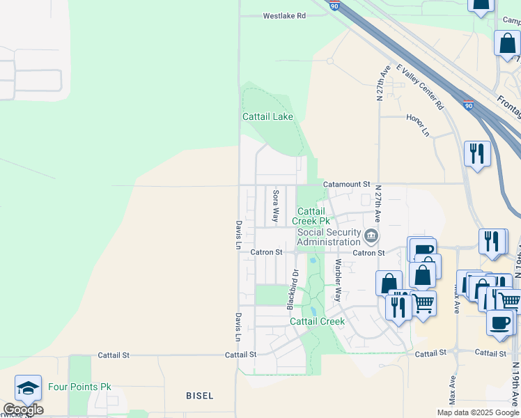 map of restaurants, bars, coffee shops, grocery stores, and more near 3352 Fen Way in Bozeman