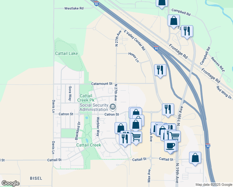 map of restaurants, bars, coffee shops, grocery stores, and more near 3342 North 27th Avenue in Bozeman