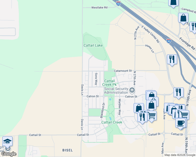 map of restaurants, bars, coffee shops, grocery stores, and more near 3359 Blackbird Dr in Bozeman