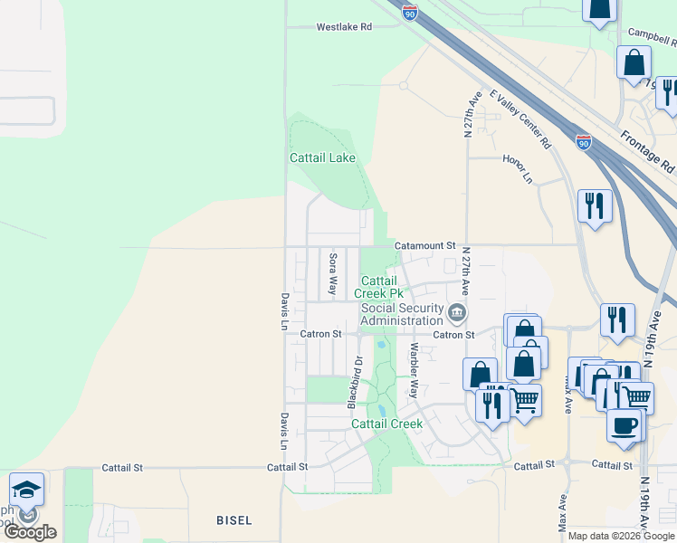 map of restaurants, bars, coffee shops, grocery stores, and more near 3359 Blackbird Dr in Bozeman