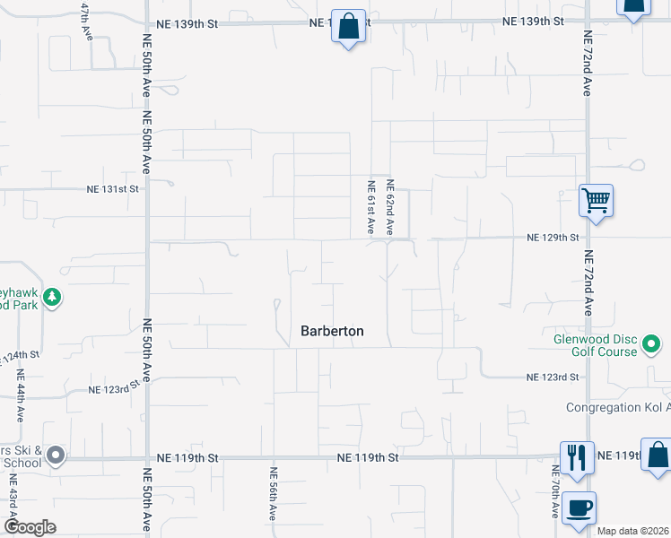 map of restaurants, bars, coffee shops, grocery stores, and more near 5901 Northeast 128th Circle in Vancouver
