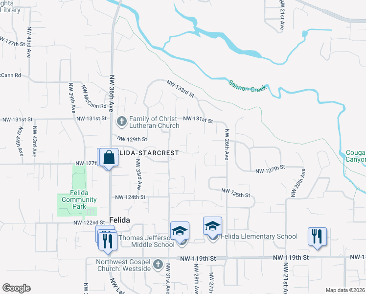 map of restaurants, bars, coffee shops, grocery stores, and more near 12806 Northwest 30th Avenue in Vancouver