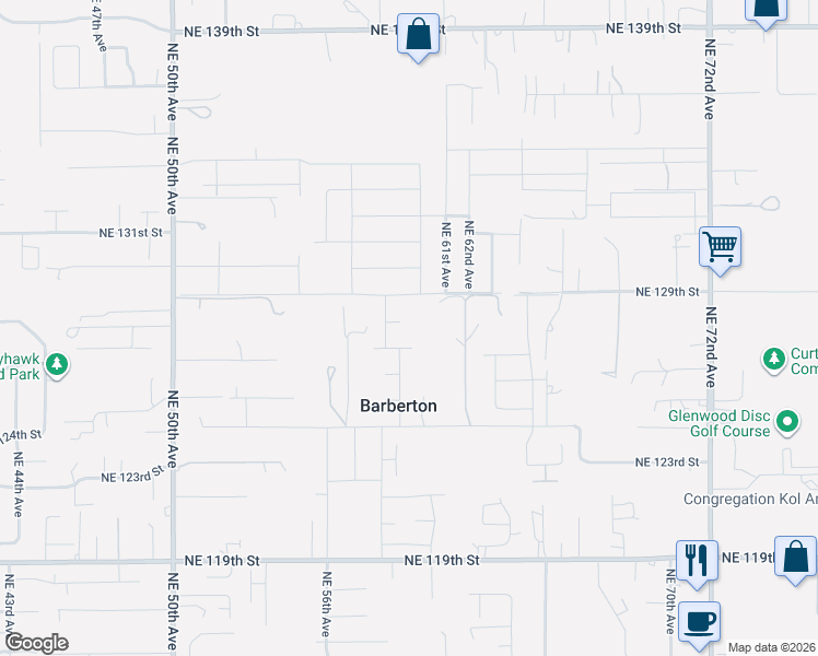 map of restaurants, bars, coffee shops, grocery stores, and more near 5905 Northeast 128th Circle in Vancouver