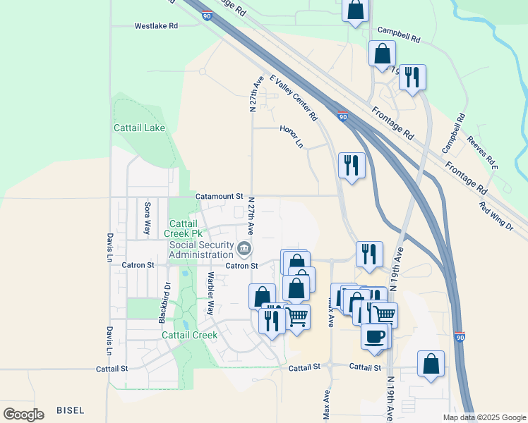 map of restaurants, bars, coffee shops, grocery stores, and more near 3342 North 27th Avenue in Bozeman
