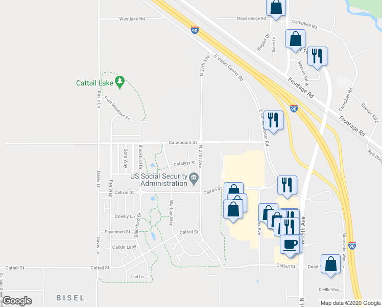 map of restaurants, bars, coffee shops, grocery stores, and more near 3335 North 27th Avenue in Bozeman