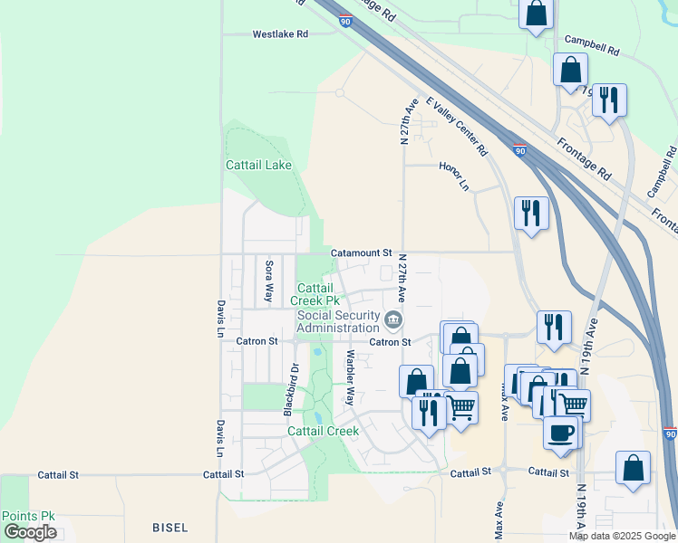 map of restaurants, bars, coffee shops, grocery stores, and more near 3348 Warbler Way in Bozeman