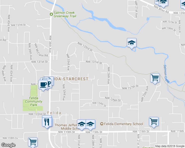 map of restaurants, bars, coffee shops, grocery stores, and more near 12812 Northwest 29th Court in Vancouver
