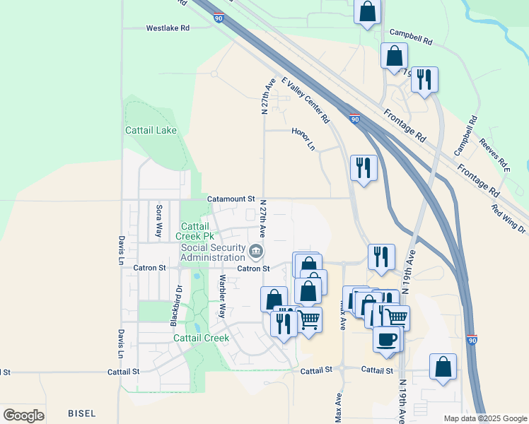 map of restaurants, bars, coffee shops, grocery stores, and more near 3342 North 27th Avenue in Bozeman