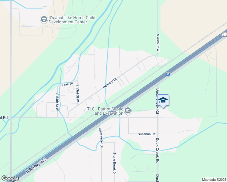 map of restaurants, bars, coffee shops, grocery stores, and more near 5046 Danford Drive in Billings