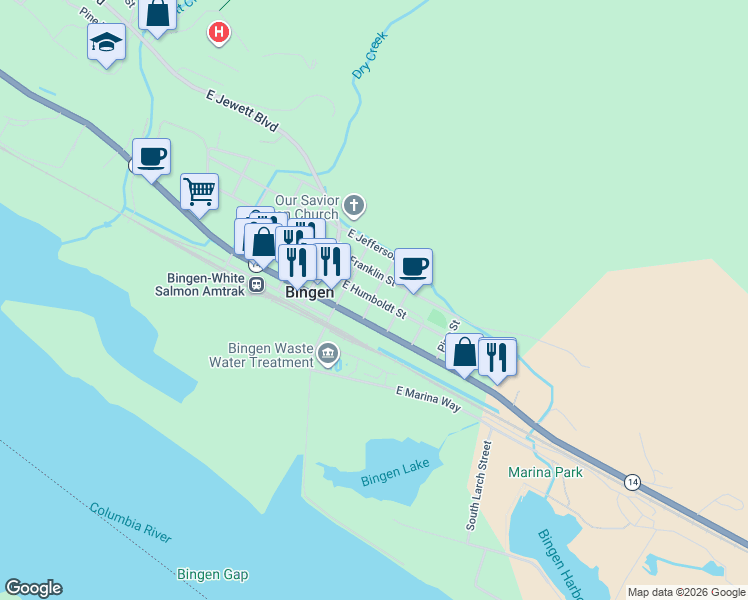 map of restaurants, bars, coffee shops, grocery stores, and more near 304 East Humboldt Street in Cook