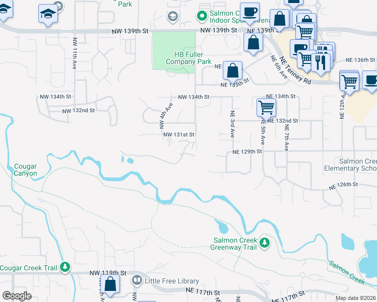 map of restaurants, bars, coffee shops, grocery stores, and more near 315 Northwest Heermann Drive in Vancouver
