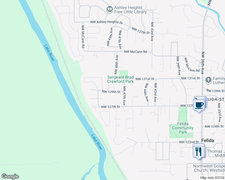 map of restaurants, bars, coffee shops, grocery stores, and more near 4813 Northwest 129th Street in Vancouver