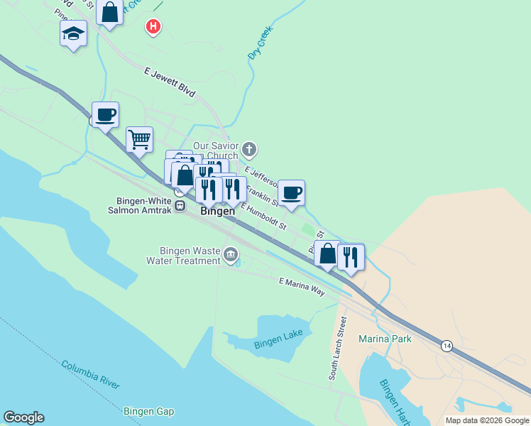 map of restaurants, bars, coffee shops, grocery stores, and more near 304 East Humboldt Street in Cook