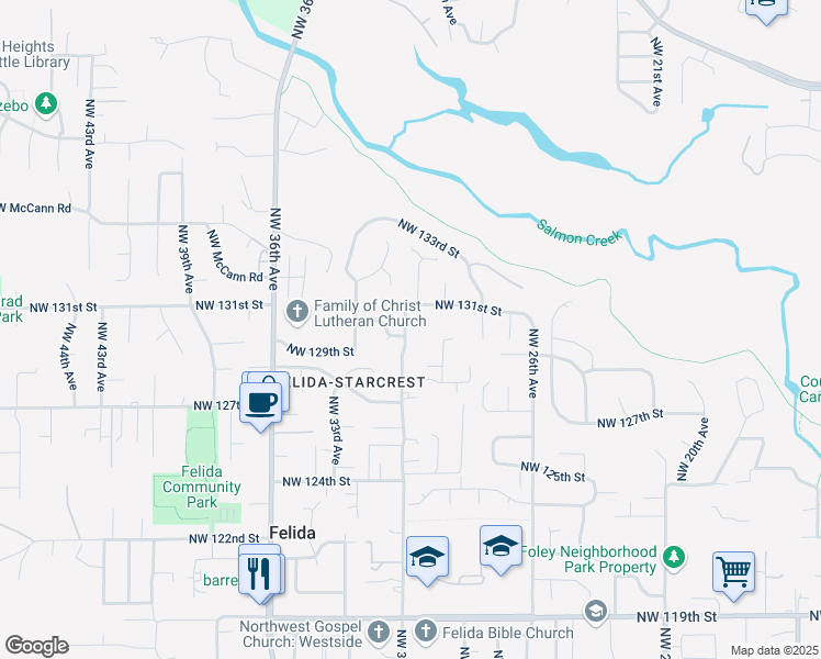 map of restaurants, bars, coffee shops, grocery stores, and more near 3003 Northwest 131st Street in Vancouver