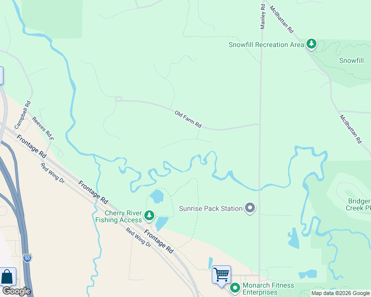 map of restaurants, bars, coffee shops, grocery stores, and more near 100 Farm View Lane in Bozeman