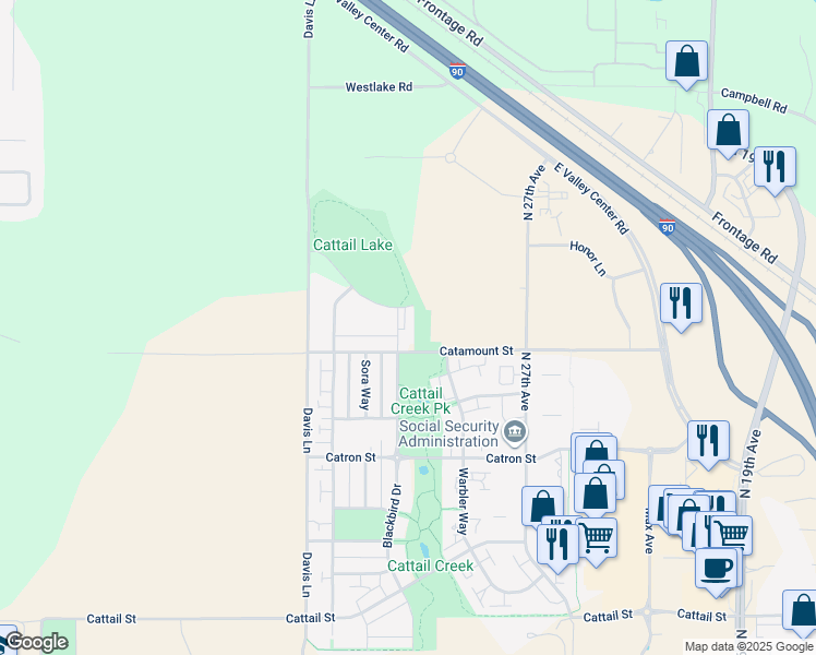 map of restaurants, bars, coffee shops, grocery stores, and more near 3412 Blackbird Drive in Bozeman
