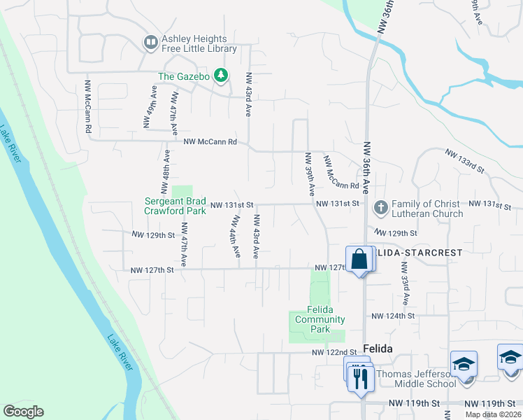 map of restaurants, bars, coffee shops, grocery stores, and more near 4207 Northwest 131st Street in Vancouver
