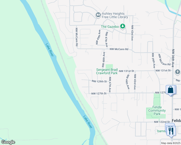 map of restaurants, bars, coffee shops, grocery stores, and more near 13008 Northwest 49th Avenue in Vancouver