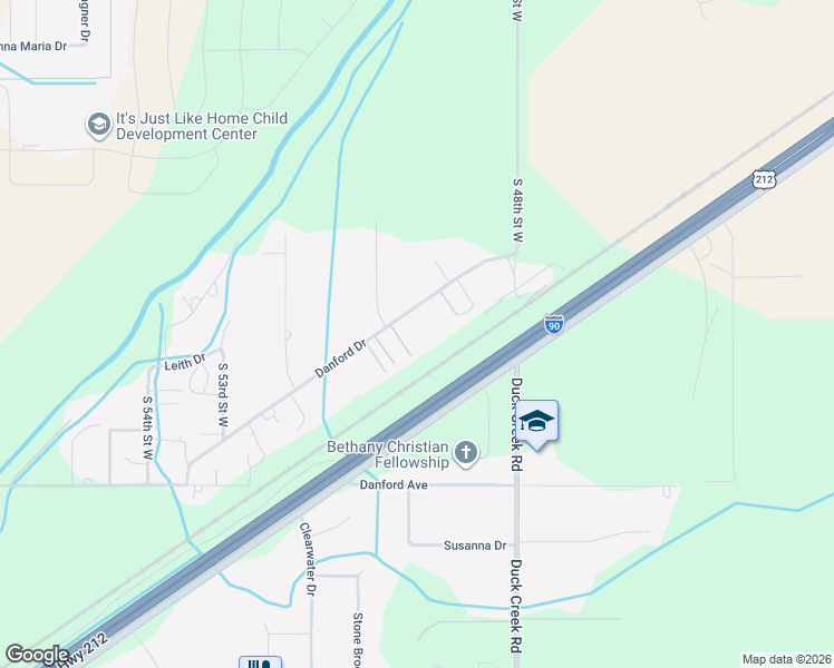 map of restaurants, bars, coffee shops, grocery stores, and more near 4952 Danford Drive in Billings